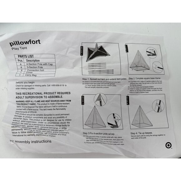 Pillowfort Play Tent With Blue Canopy & Sports Print Storage Bag - Picture 2 of 3